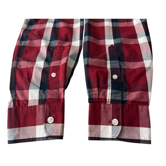 SAVANE STRETCH LONG SLEEVE BUTTON-UP SHIRT, MENS, L, RED BLUE WHITE PINK PLAID - Picture 9 of 10